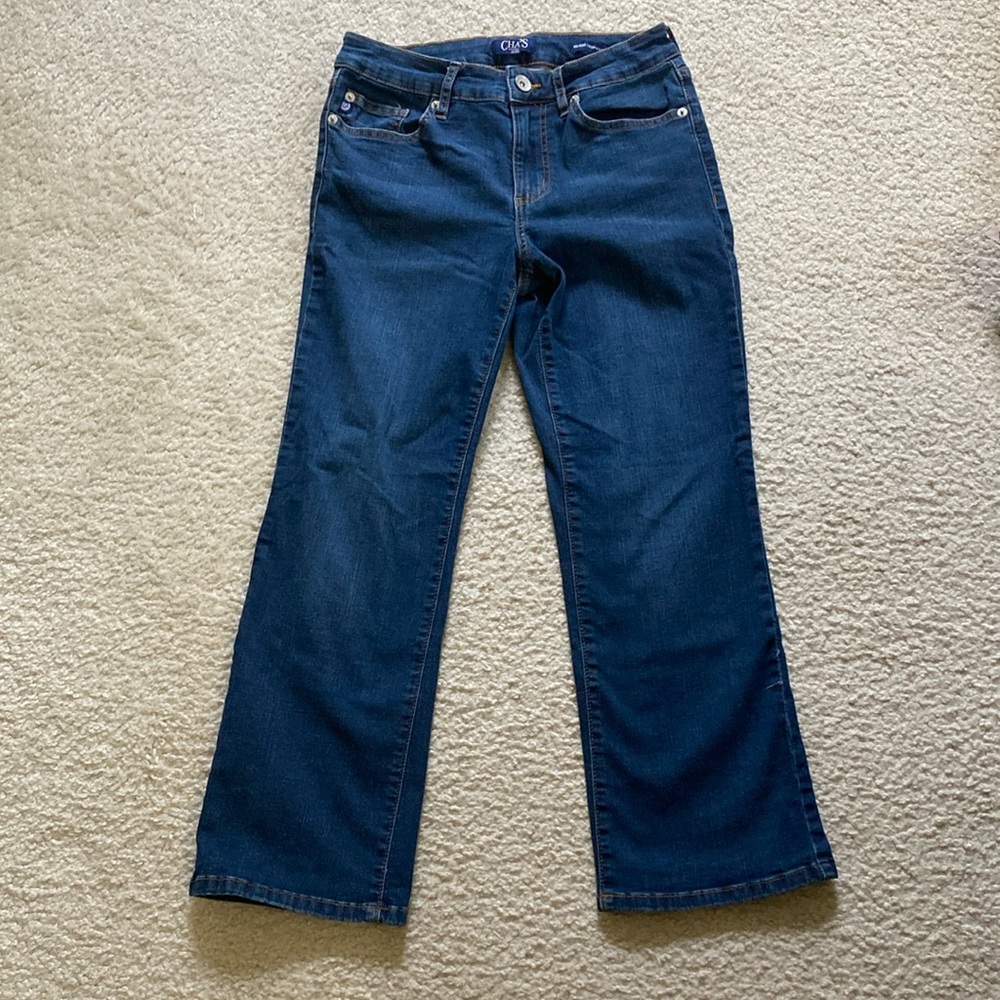 Chaps Mid Rise Crop Kick Jeans Size 6/28 Dark Blue